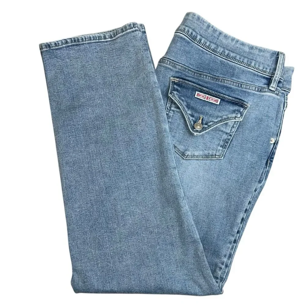 Hudson‎ Womens 14 Light Wash High Rise Flap Pocket Straight Leg Jeans